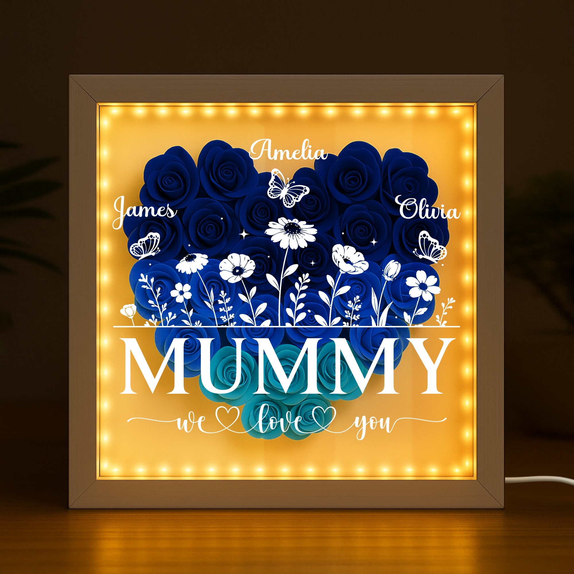 7688OUK2 personalised mumgrandma we love you flower shadow box 7688otptg
