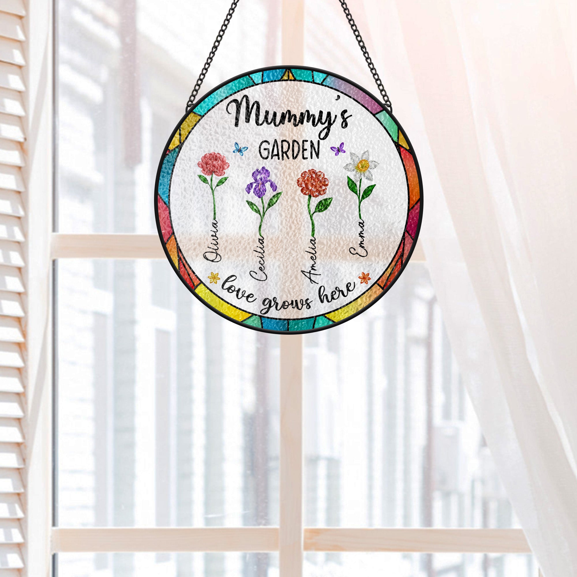 7692UUK2 personalised stained glass grannys garden suncatcher for grandmamum 7692ucq5a