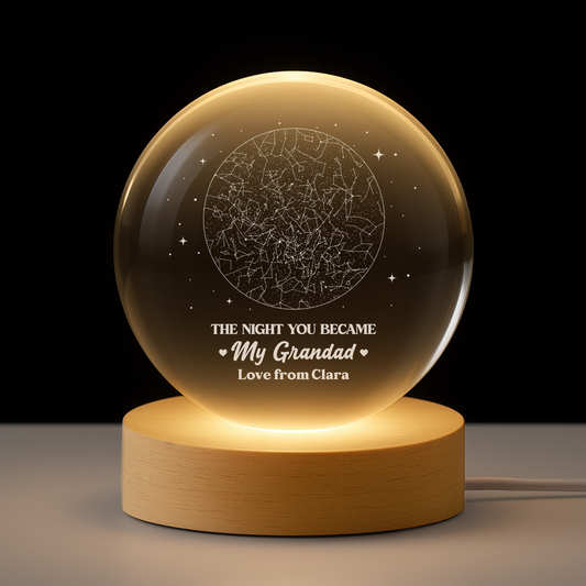 7698LUK1 personalised star map crystal ball lamp for grandad and granny 7698l6fhb