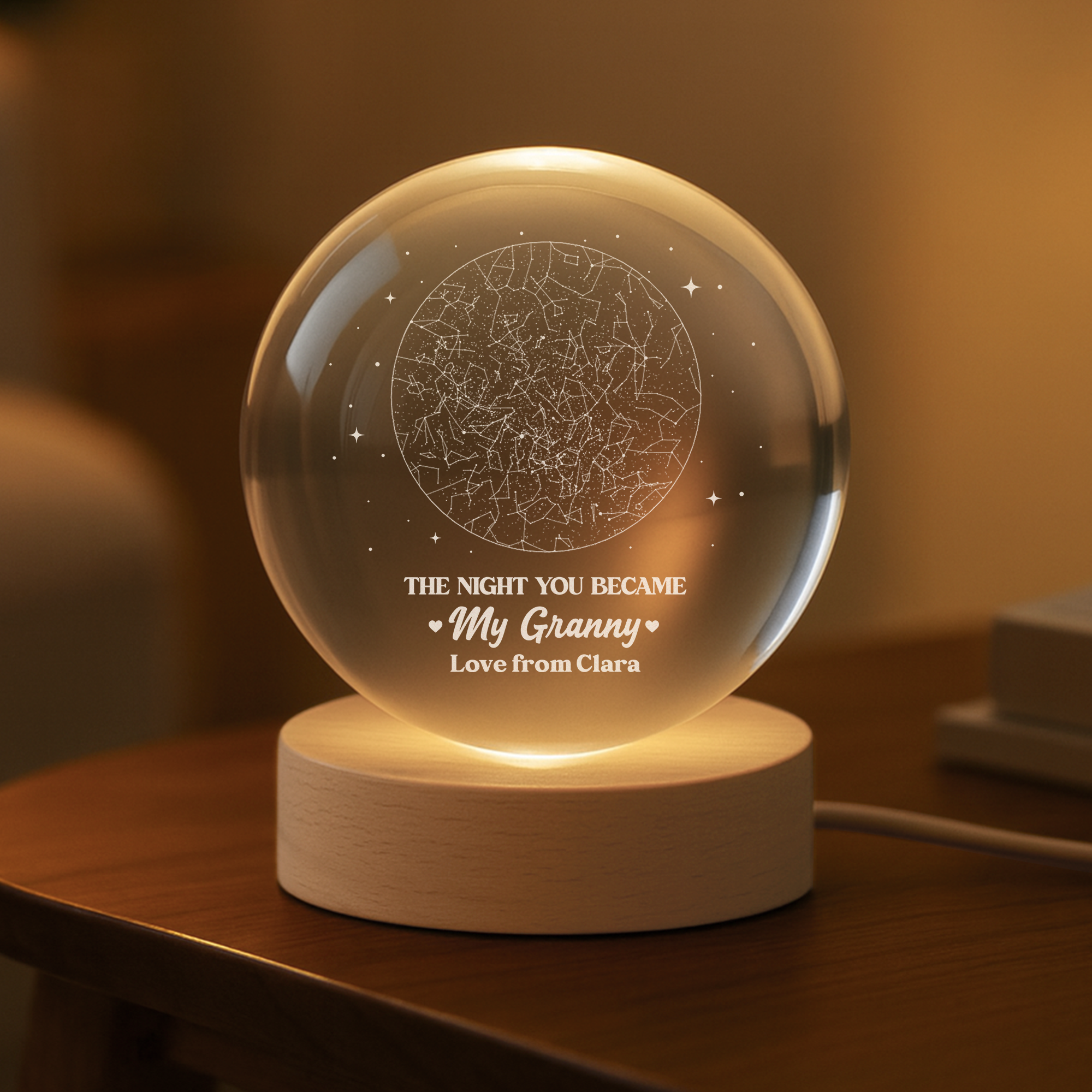 7698LUK2 personalised star map crystal ball lamp for grandad and granny 7698l6fhb