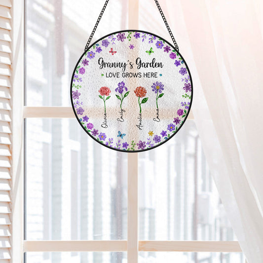 7702UUK2 personalised stained glass grannys garden suncatcher for grannymum 7702u6qwa