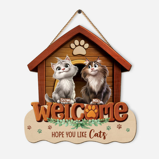 7707QUK1 personalised wooden hope you like cats sign for cat lovers 7707q3lad