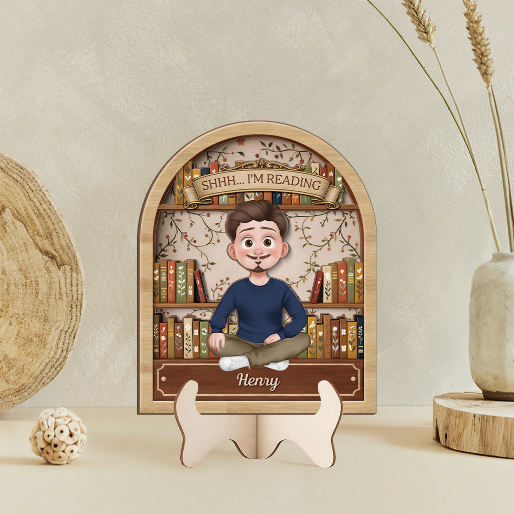 7716QUS2 shhh im reading wooden plaque personalized gifts for book lovers 7716q8hna