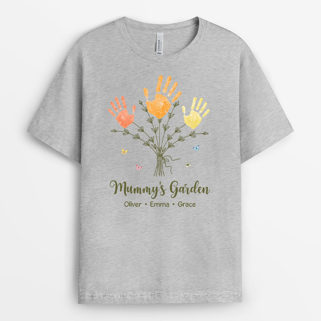 7719AUK2 personalised grannys garden shirt with handprint for grandmamum 7719a8lca