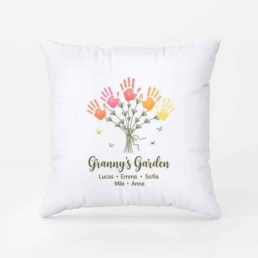 7719PUK1 personalised grannys garden pillow with handprint for grandmamum 7719p8lca