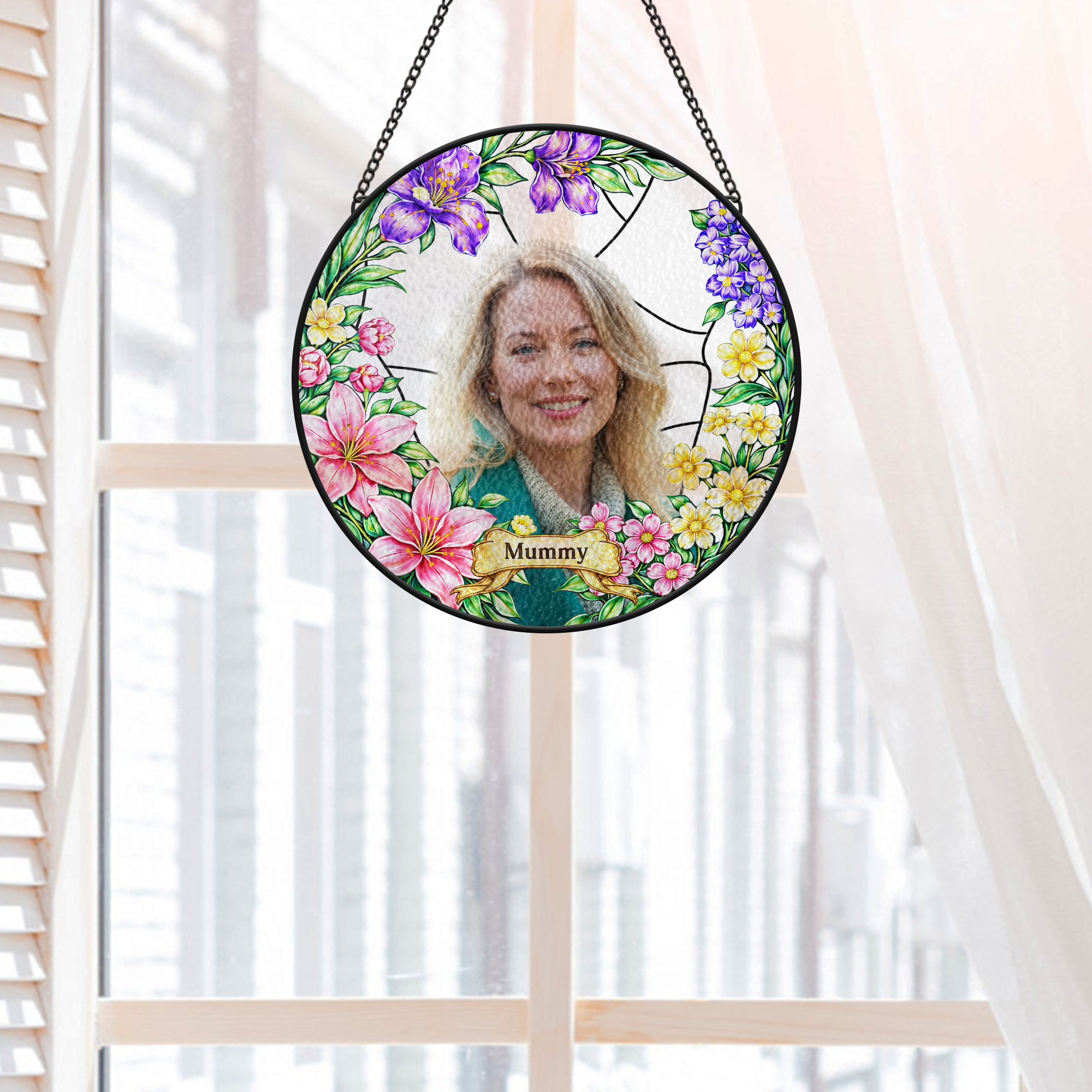 7729UUK2 personalised stained glass suncatcher with photo for grannymum 7729ustna