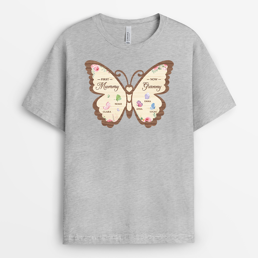 7730AUK1 personalised first mummy now granny butterfly shirt with names 7730asyza_2