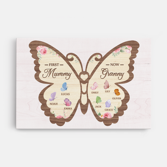 7730CUK1 personalised first mummy now granny butterfly canvas art with names 7730csyza