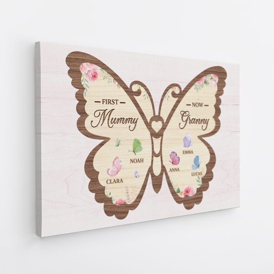 7730CUK1 personalised first mummy now granny butterfly canvas art with names 7730csyza_2