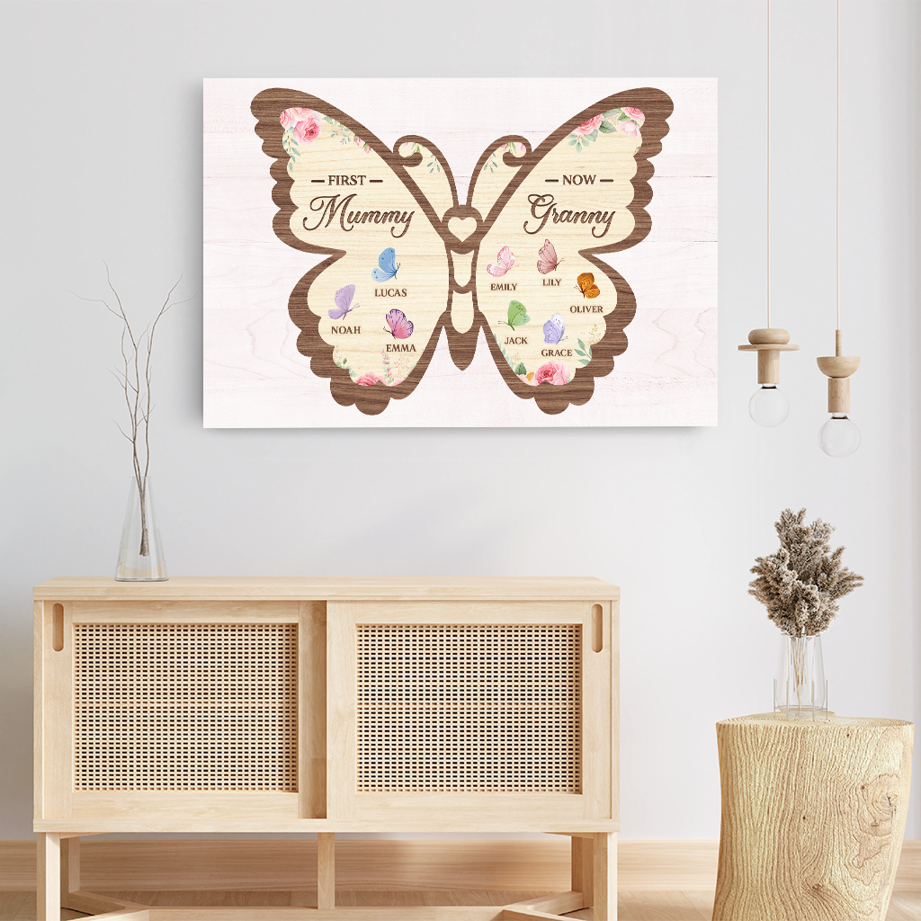 7730CUK1 personalised first mummy now granny butterfly canvas art with names 7730csyza_3