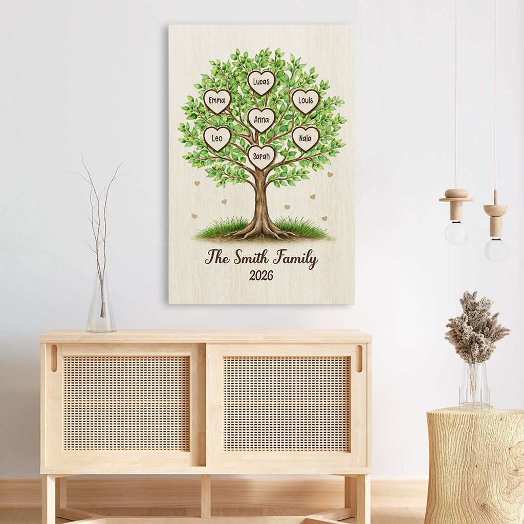 7732CUS3 family tree wall art personalized family canvas with names 7732c8rwi
