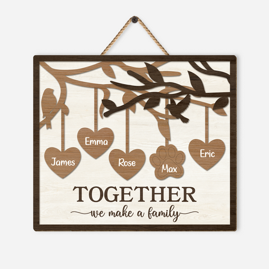 7739QUS1 wooden family sign personalized gifts for family with dogcat 7739q3tai