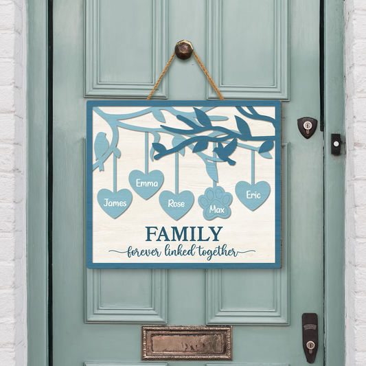 7739QUS2 wooden family sign personalized gifts for family with dogcat 7739q3tai