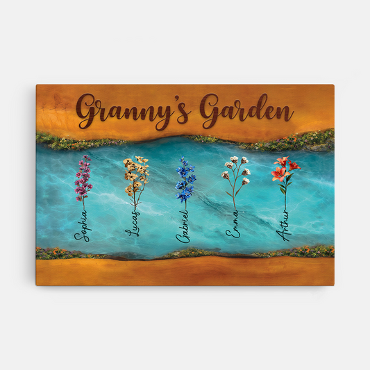 7749CUK1 3d printing effect personalised grannys garden canvas for grandmamum 7749c3hma