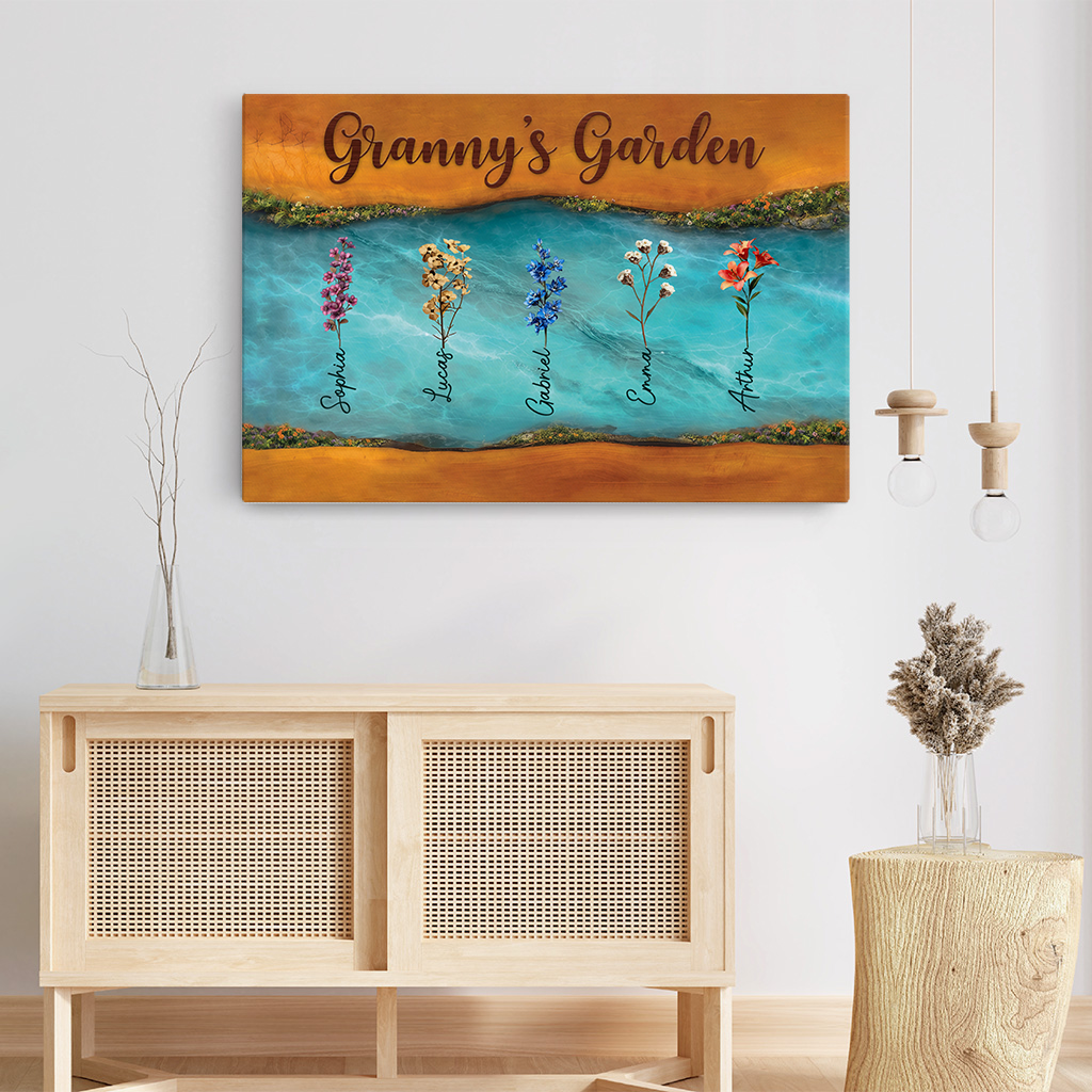 7749CUK3 3d printing effect personalised grannys garden canvas for grandmamum 7749c3hma