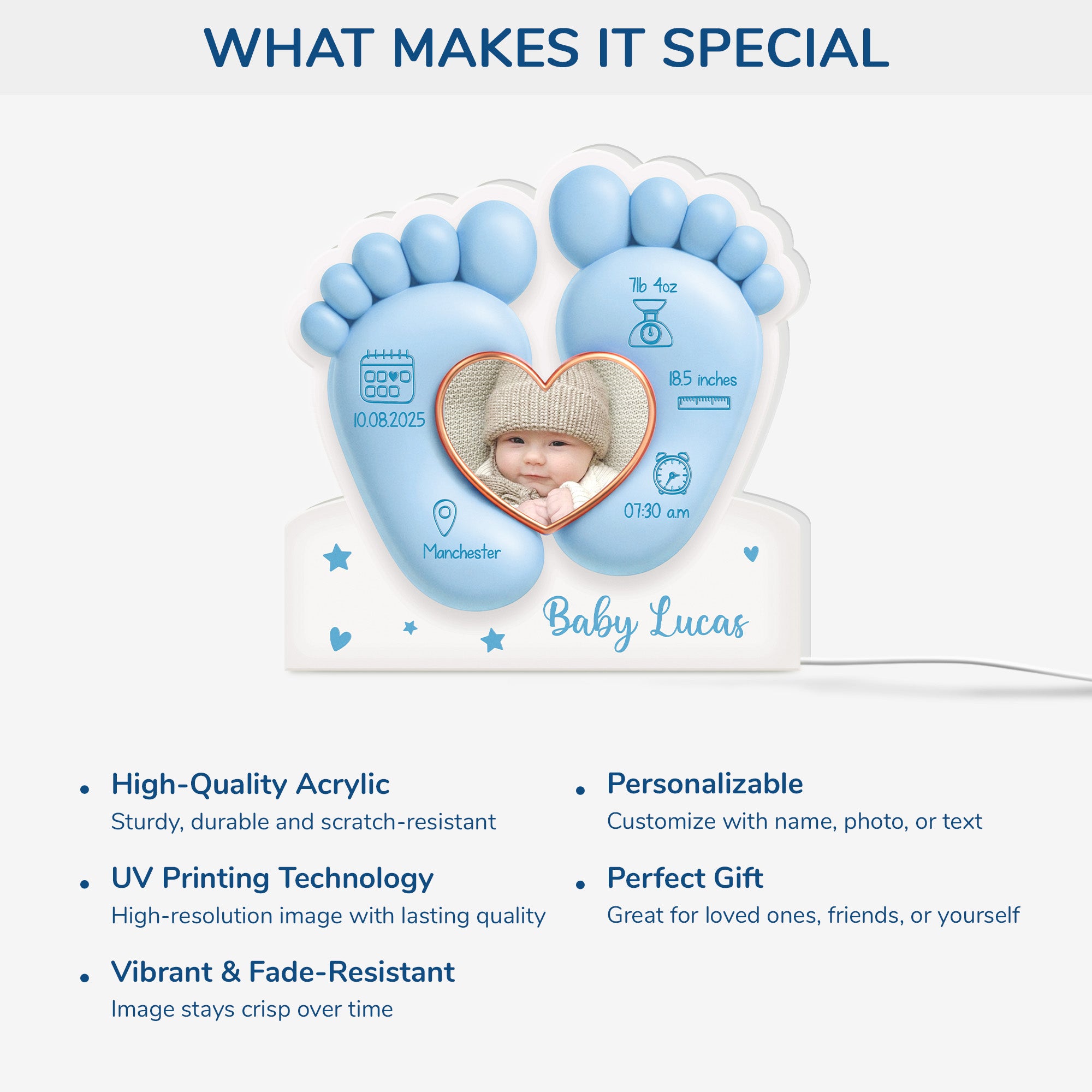 7752LUK4 3d printing effect personalised baby photo light box for first time mums 7752lsqaa