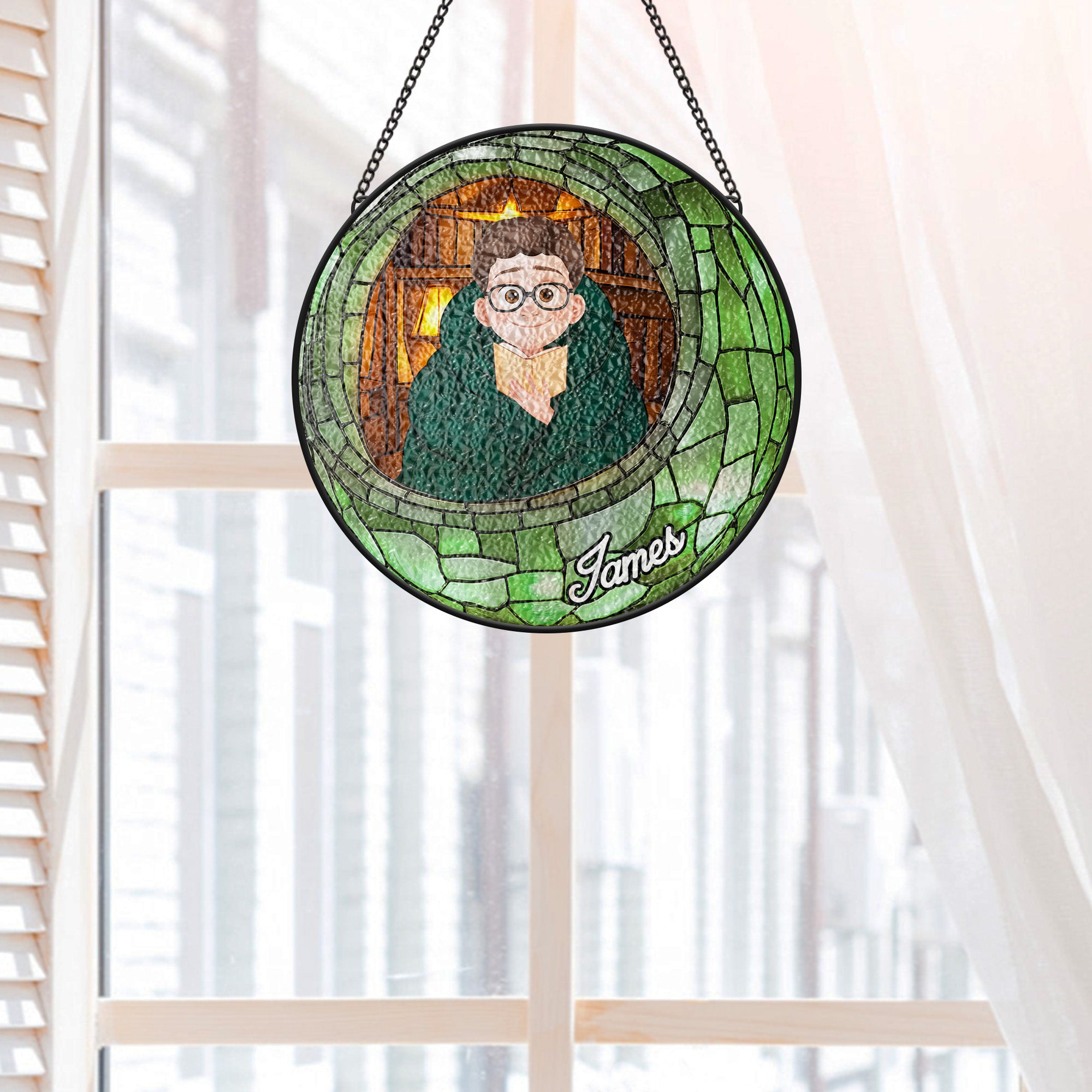 7754UUK2 personalised stained glass suncatchers for book lovers 7754uclna