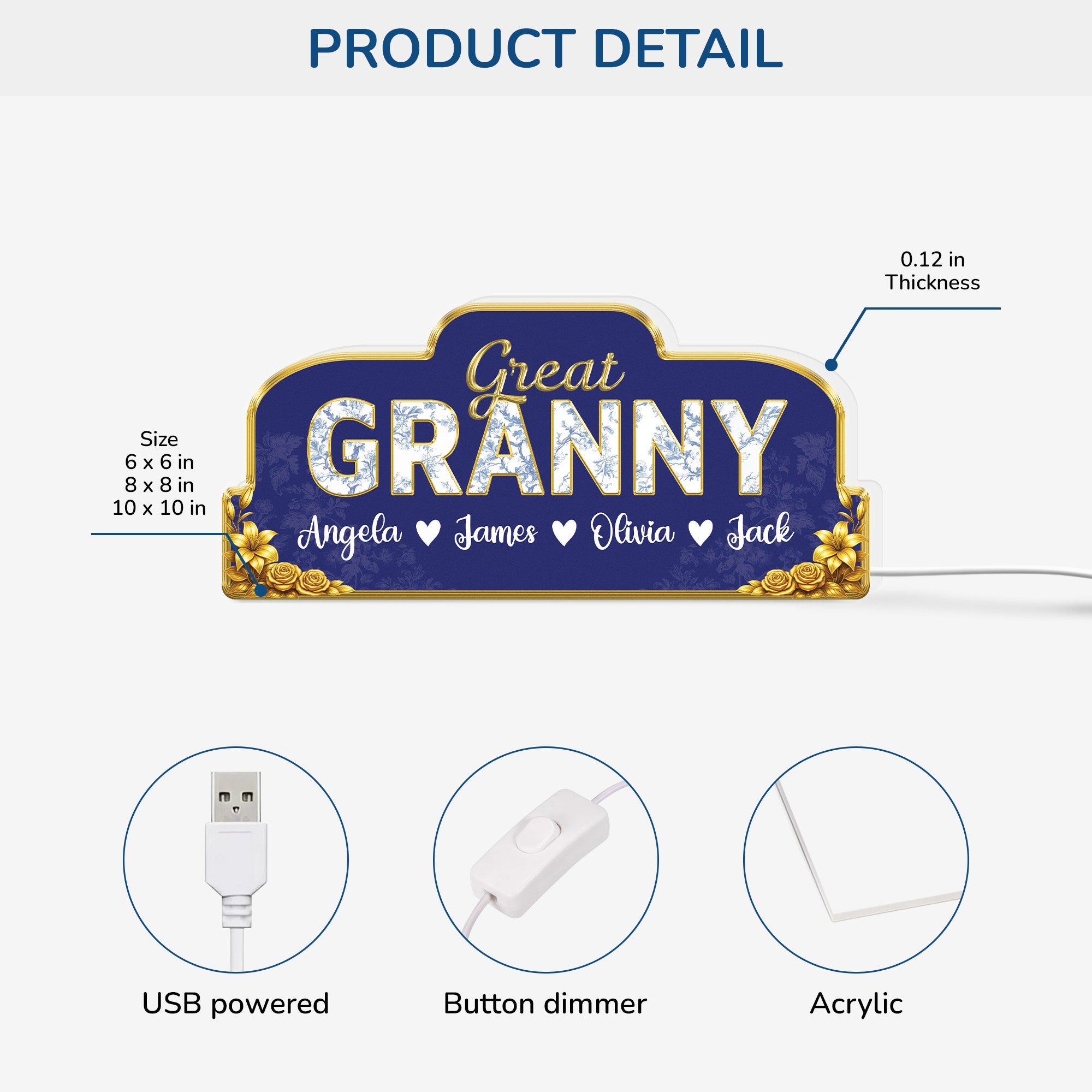 7757LUK2 personalised light box with grandkids names for granny and grandad 7757ltlna