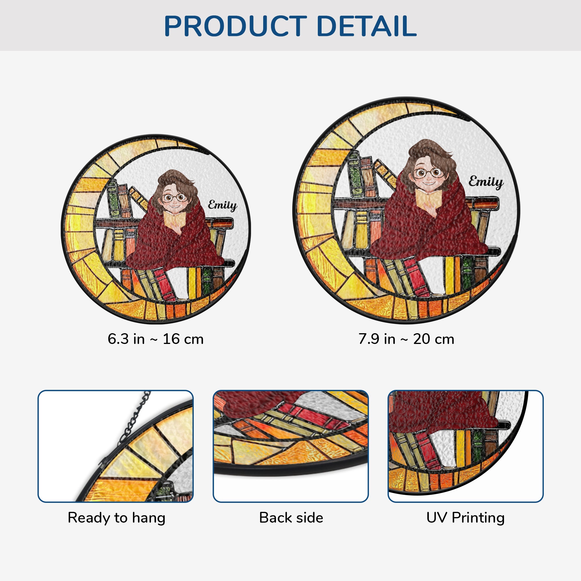 7766UUK3 personalised crescent moon suncatcher for book lovers 7766u6pca