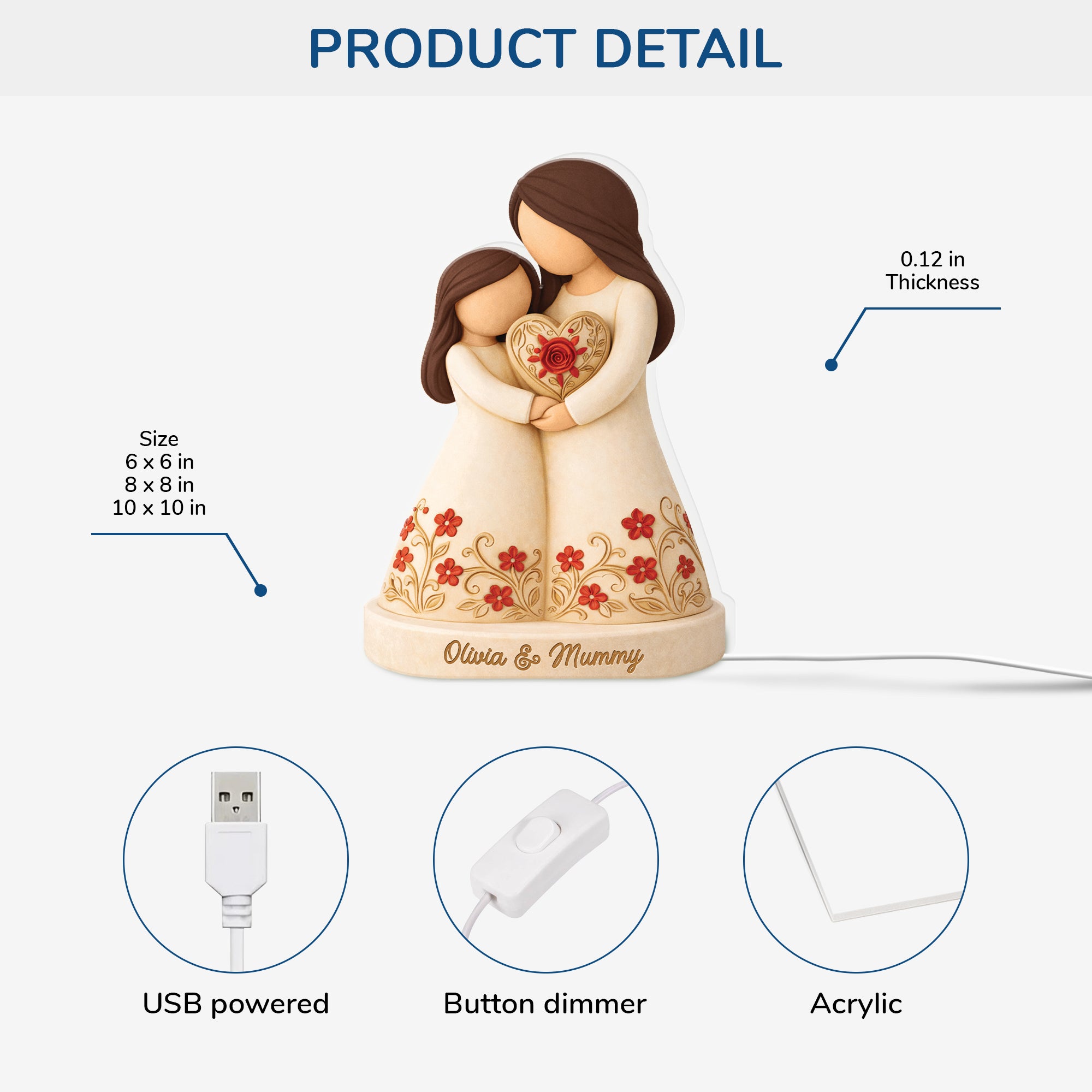 7777LUK2 personalised mother and daughter light box for mumgranny 7777l3pna