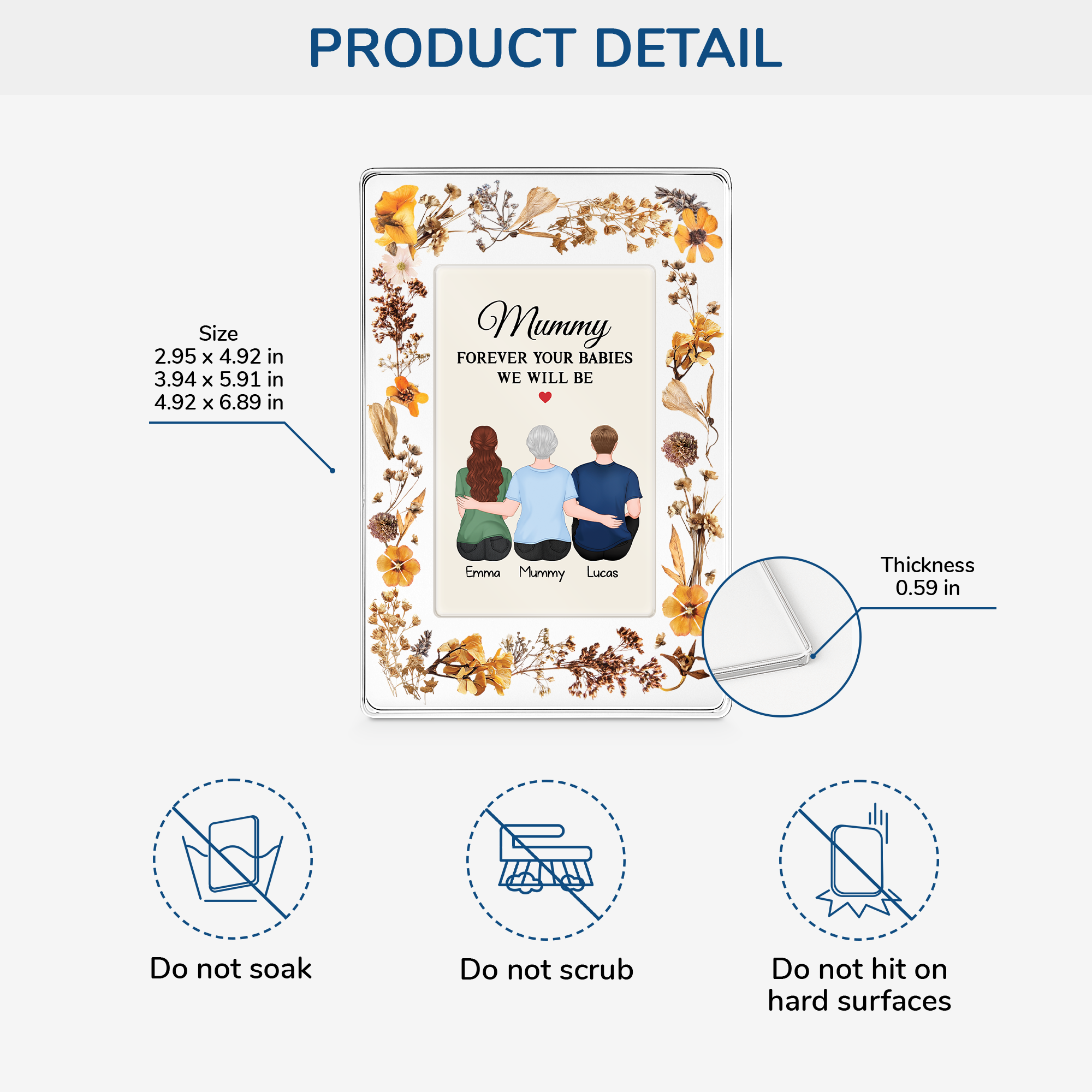 7785RUK3 3d printing effect personalised rectangle acrylic plaque for mum and dad 7785r3kma