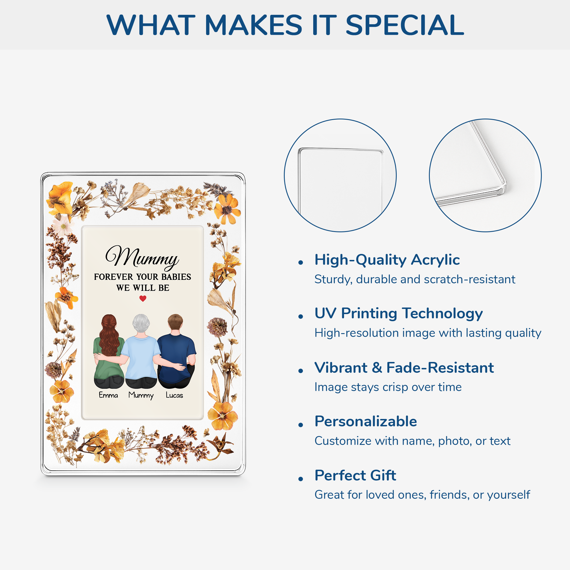 7785RUK4 3d printing effect personalised rectangle acrylic plaque for mum and dad 7785r3kma