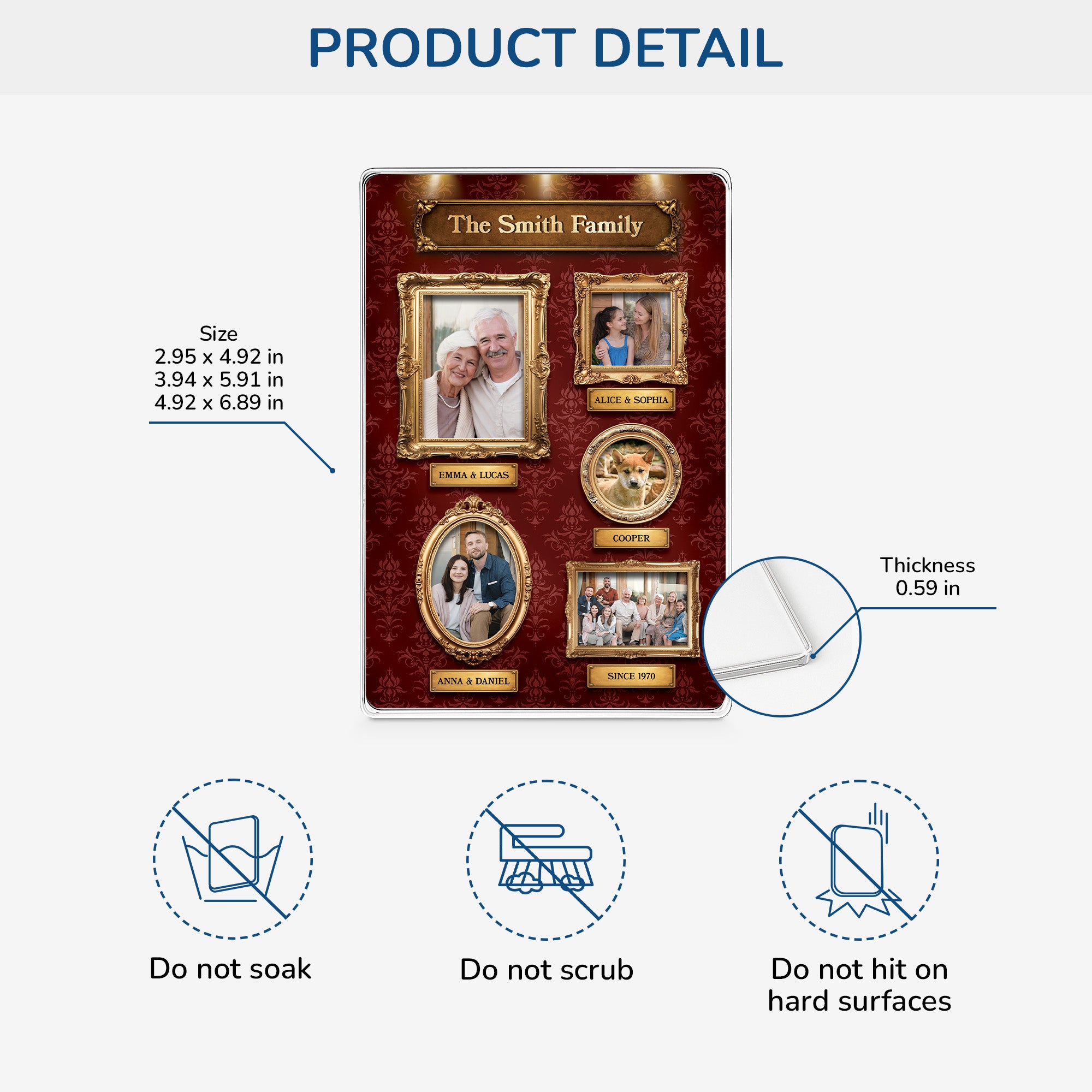 7790RUK3 3d printing effect personalised rectangle acrylic plaque with family pictures 7790rslai