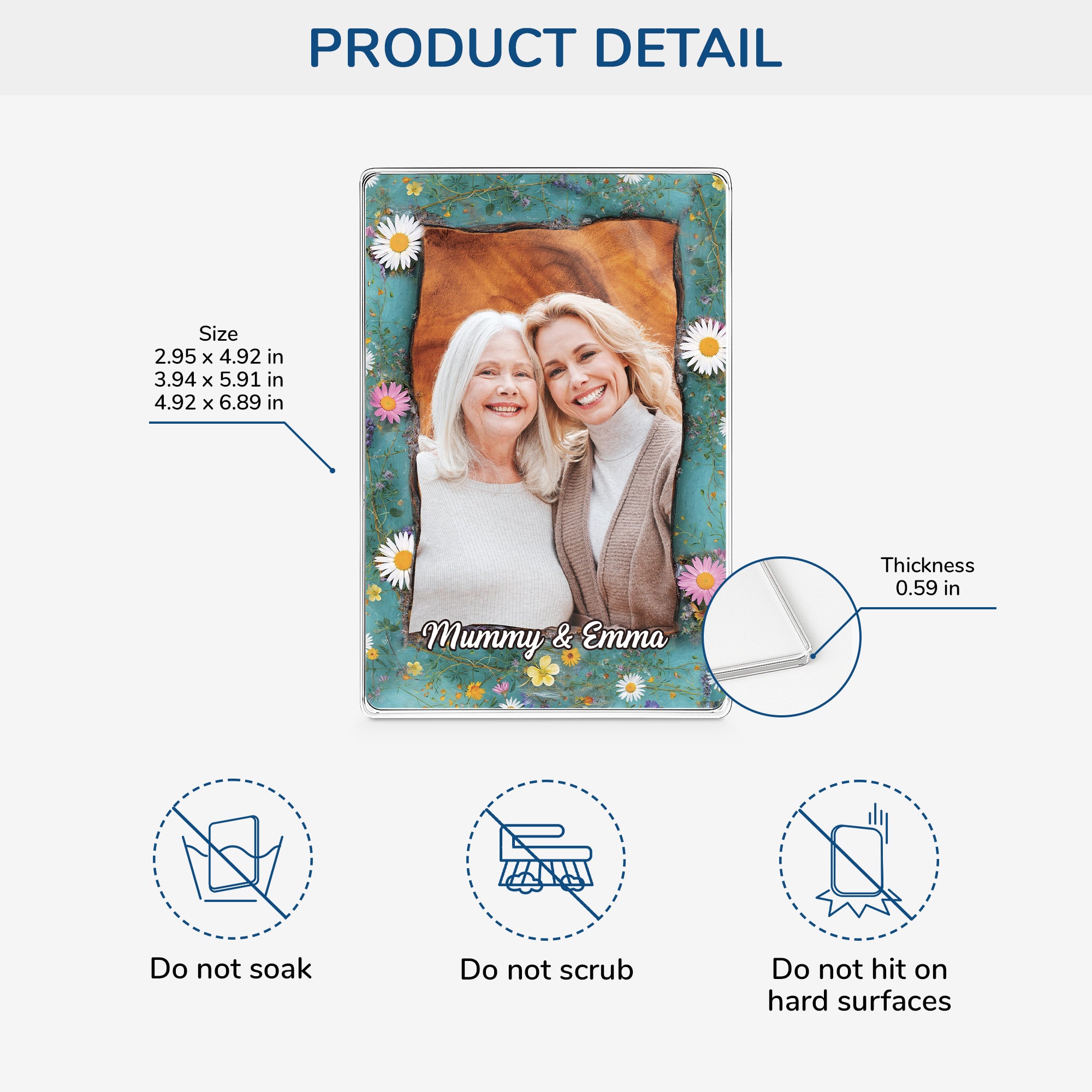 7796RUK3 3d printing effect personalised rectangle acrylic plaque with photo for mumdad 7796r3qaa