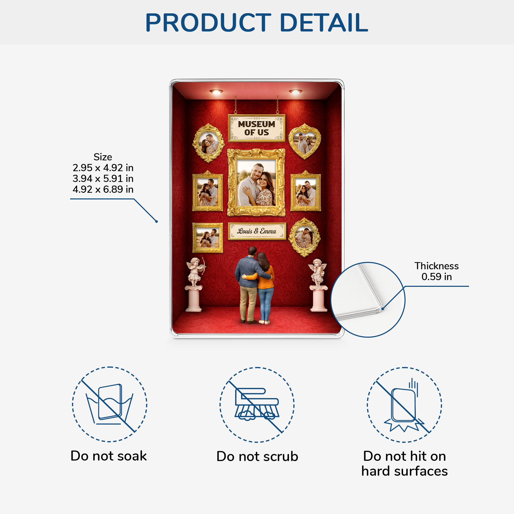 7801RUS3 3d printing effect photo rectangle acrylic plaque custom gifts for couples 7801rsrwg