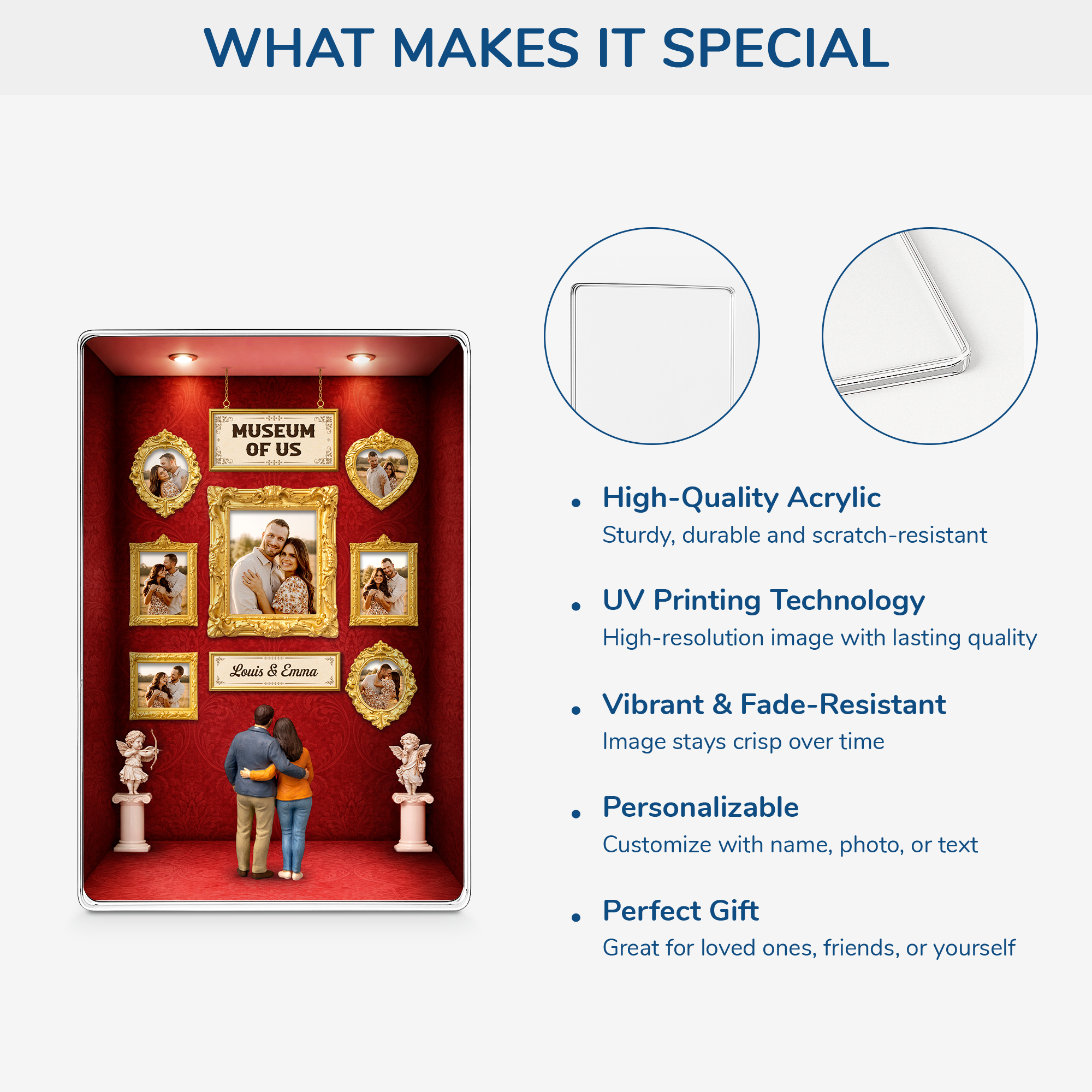 7801RUS4 3d printing effect photo rectangle acrylic plaque custom gifts for couples 7801rsrwg