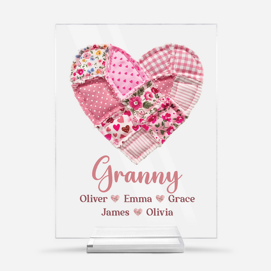7809RUK1 personalised pink heart acrylic plaque with stand for grannymum 7809r8fca