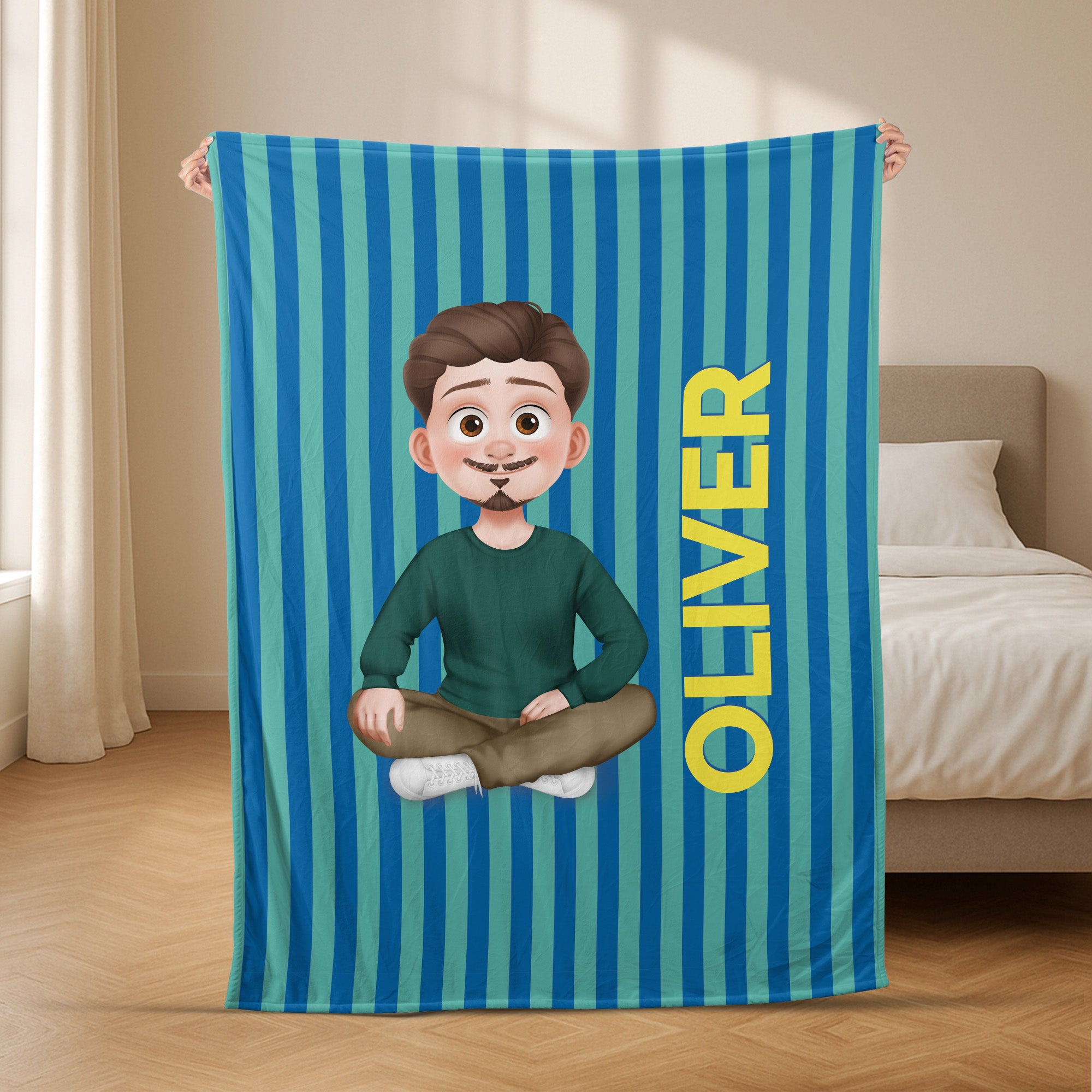 7814BUS2 striped throw blanket with name personalized gifts for himher 7814bcqca