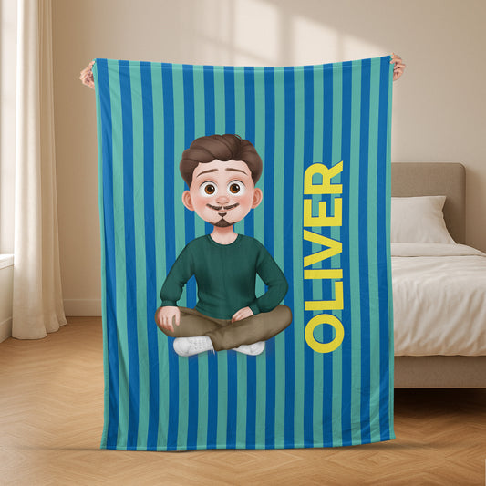 7814BUS2 striped throw blanket with name personalized gifts for himher 7814bcqca