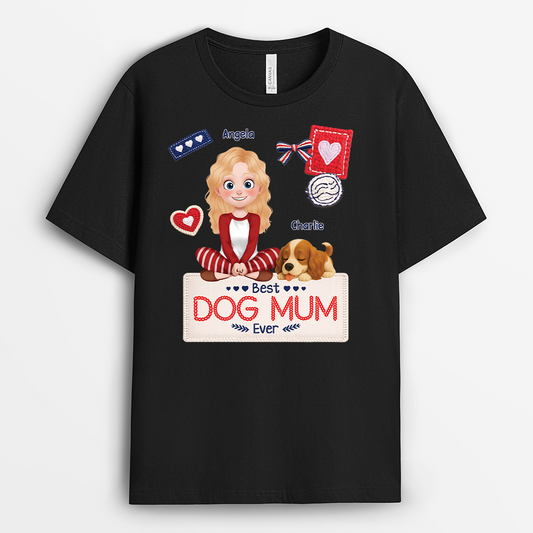 7816AUK1 personalised best dog mum ever t shirt for dog owners 7816acfmc