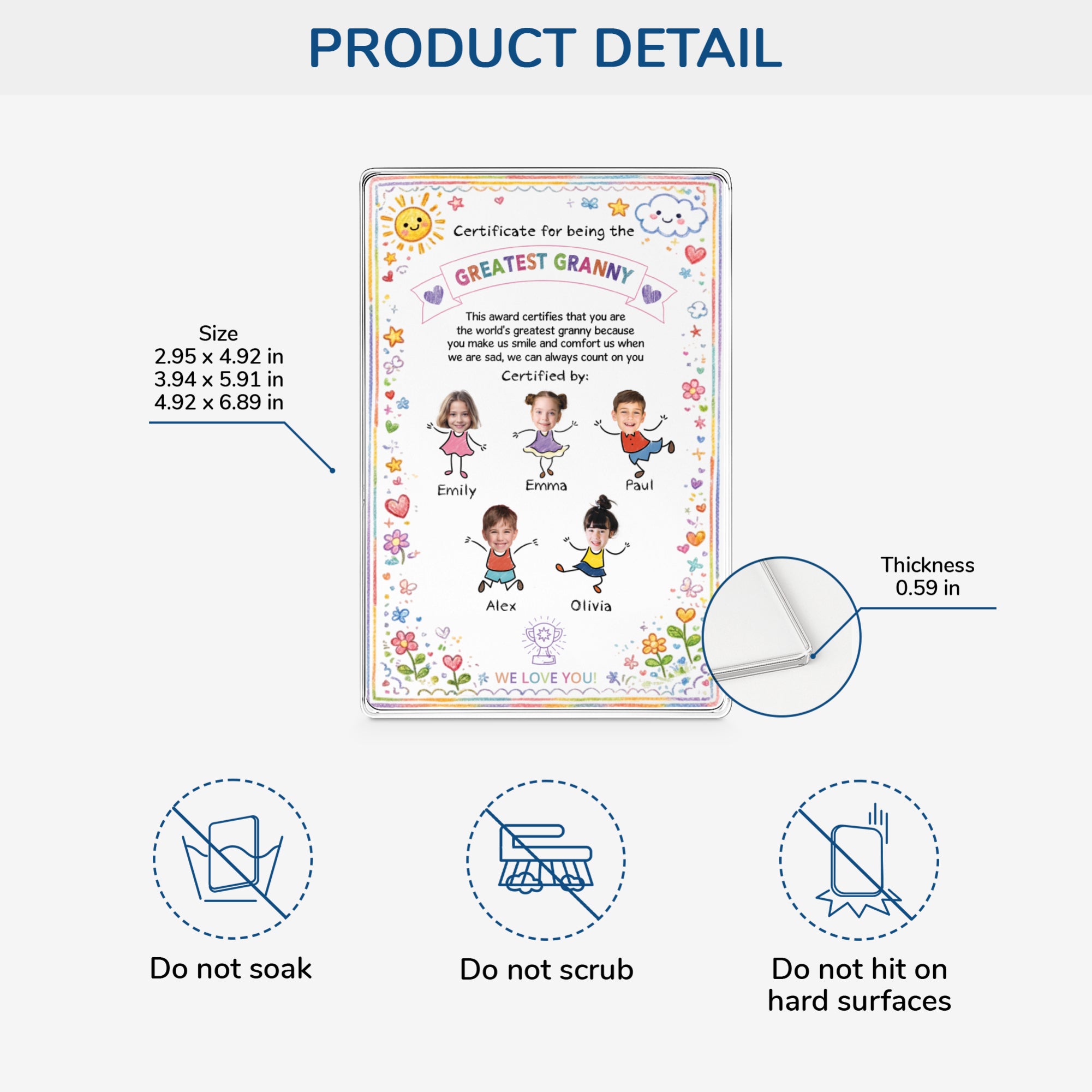 7831RUK3 personalised rectangle acrylic certificate plaque with kids faces for mumgrandma 7831rsyca_06ea39ee bfe7 42c6 b6bc 570e00990c78