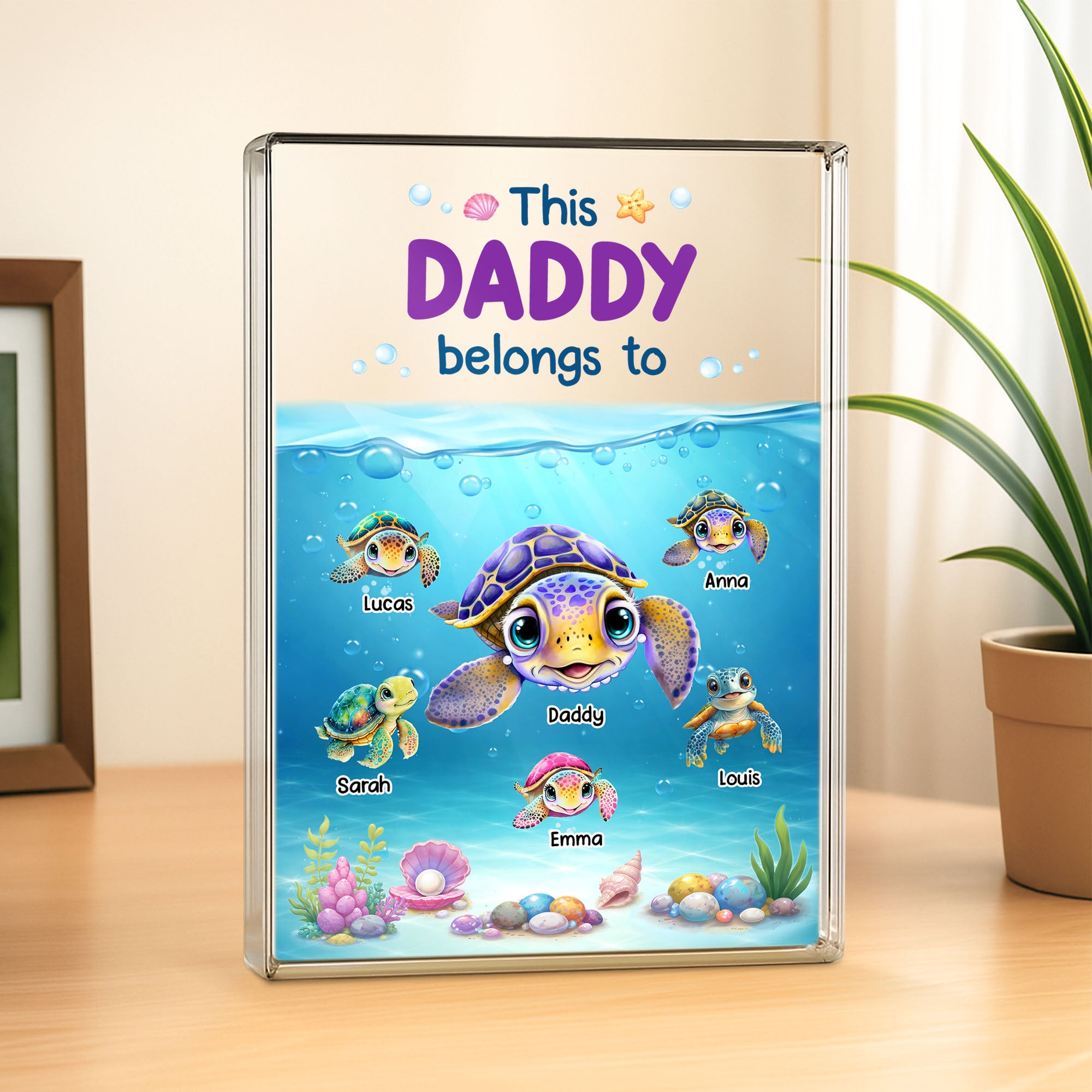7837RUK1 personalised sea turtle rectangle acrylic plaque for mumdad 7837r6vwa_1