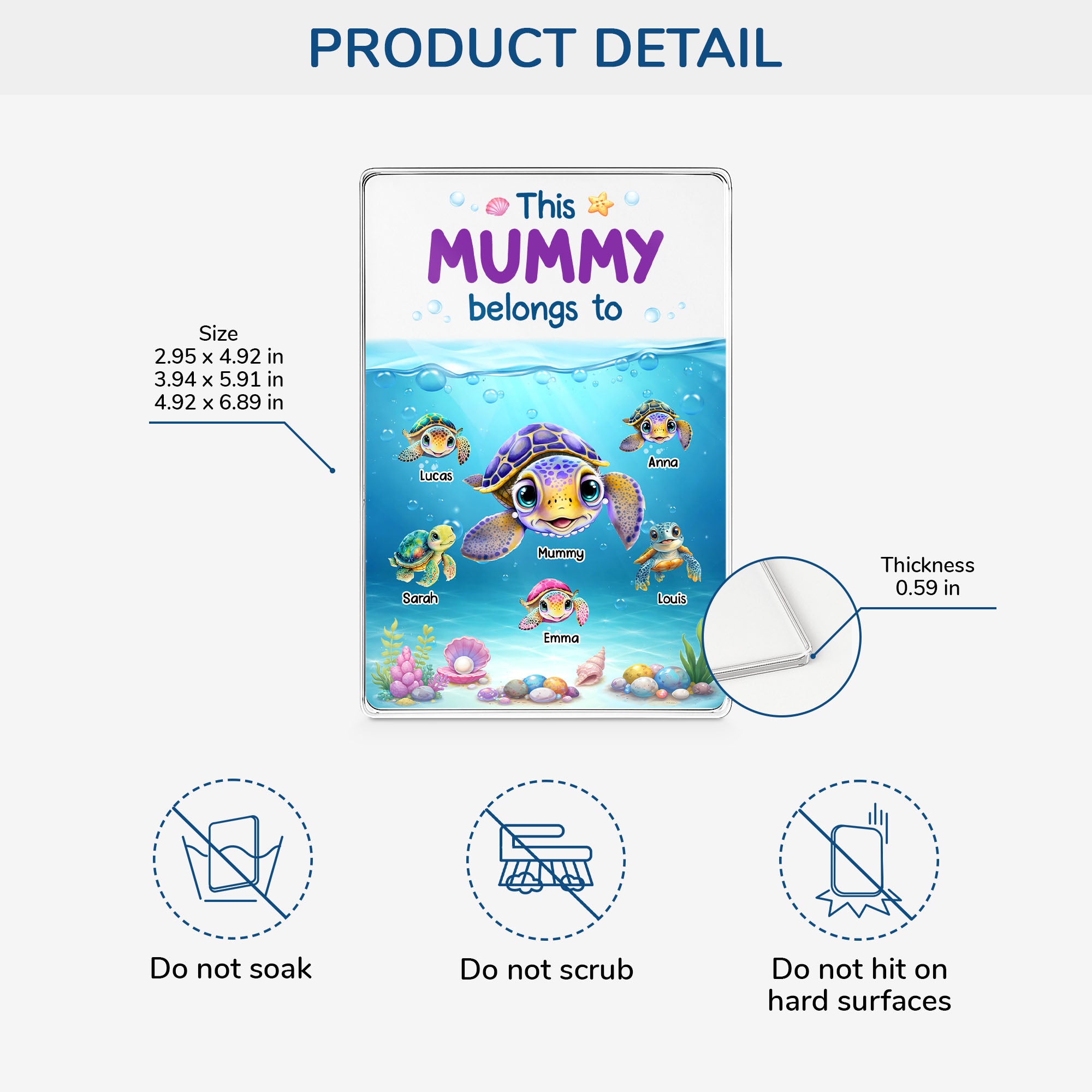 7837RUK1 personalised sea turtle rectangle acrylic plaque for mumdad 7837r6vwa_3