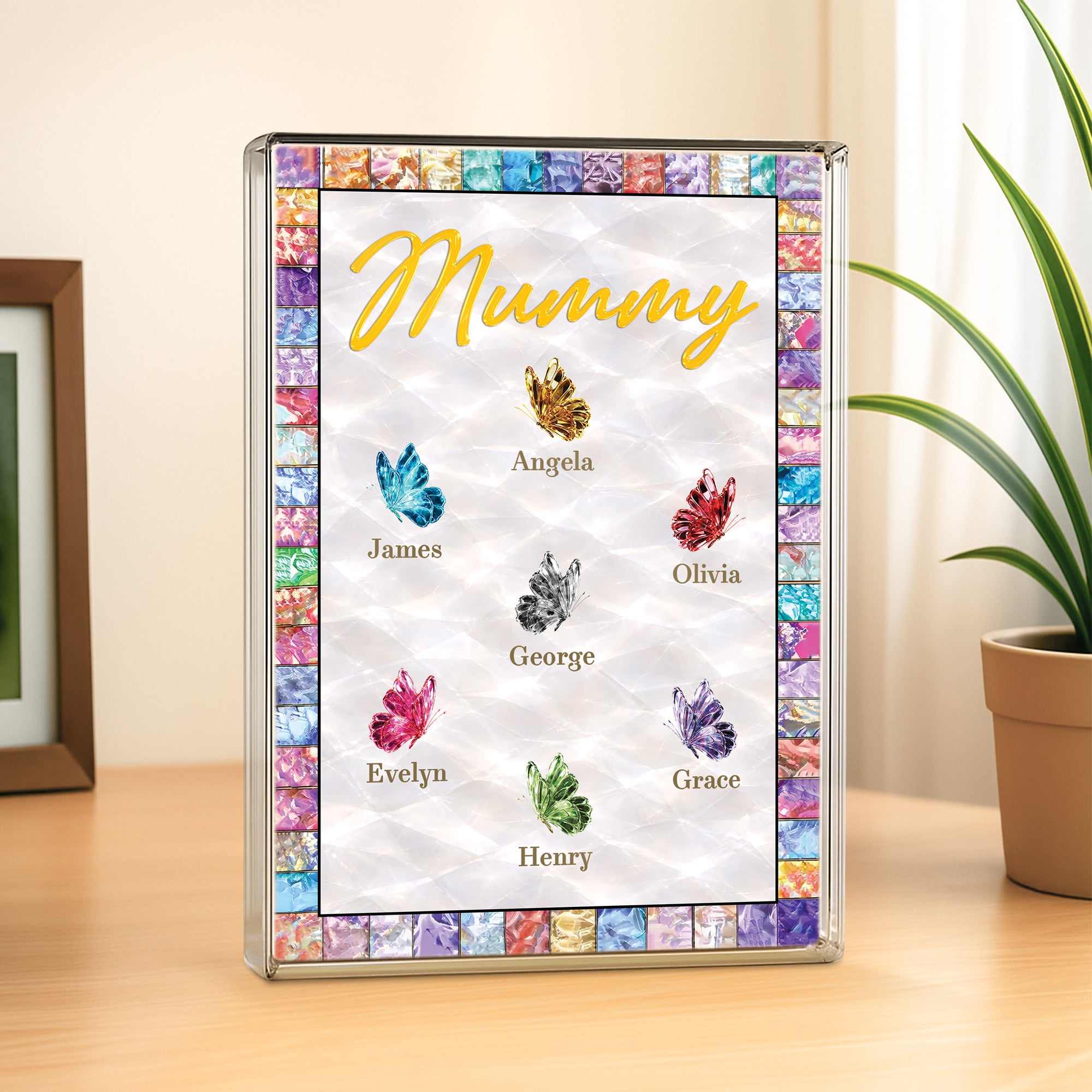 7840RUK2 personalised butterfly rectangle acrylic plaque for mumgrandma 7840r6lna