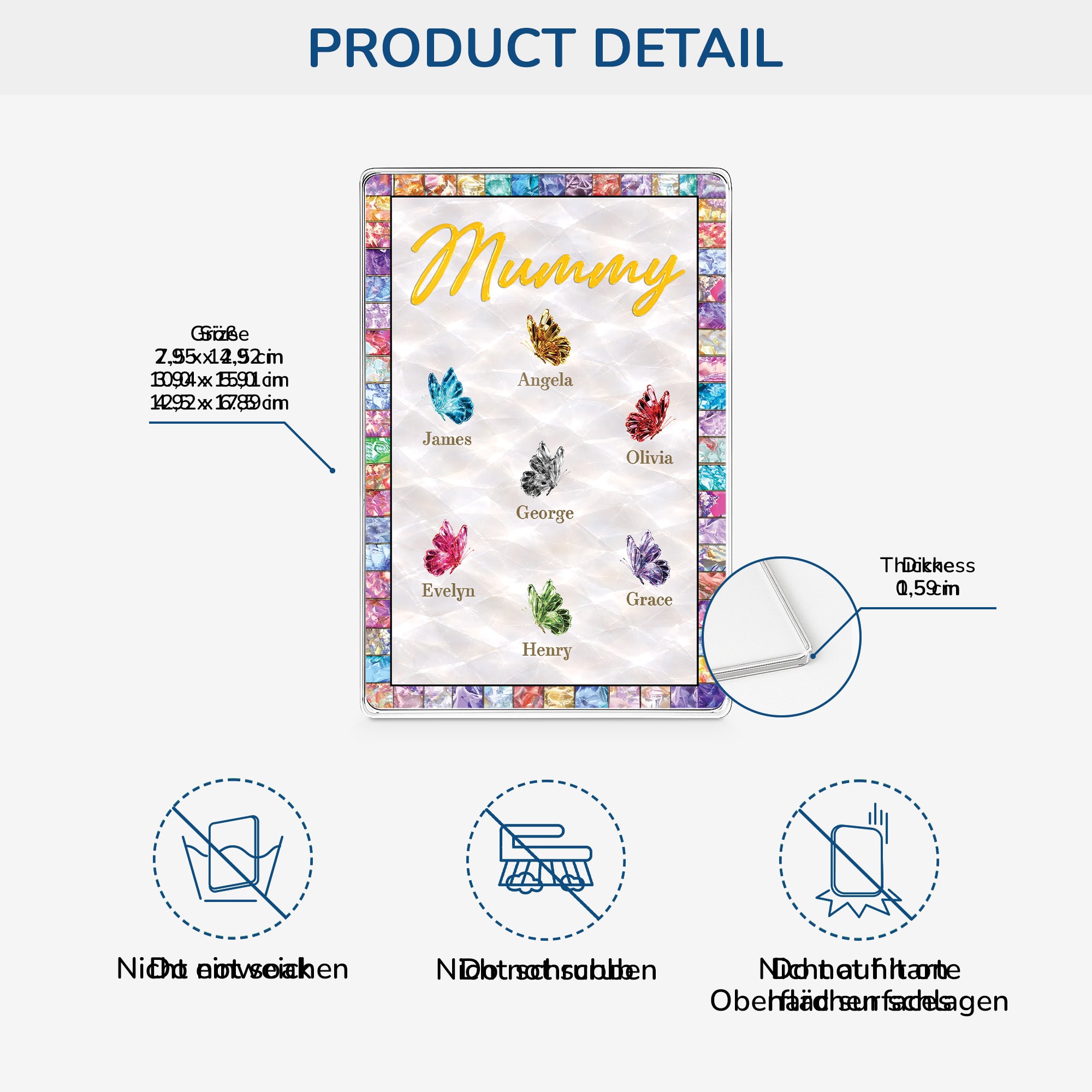 7840RUK3 personalised butterfly rectangle acrylic plaque for mumgrandma 7840r6lna