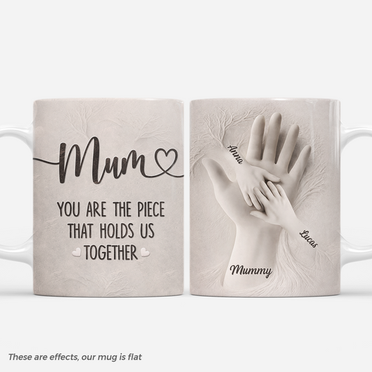 7873MUK1 3d printing effect personalised dadmum you are the piece that holds us together mug 7873mtfza