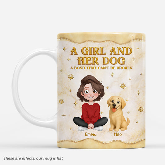 7879MUK1 3d printing effect personalised dog and owner a bond that cant be broken_ mug 7879mcpzc