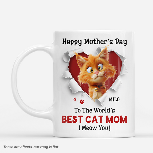 7880MUK1 3d printing effect personalised happy mothers day to the worlds best cat mum mug 7880m