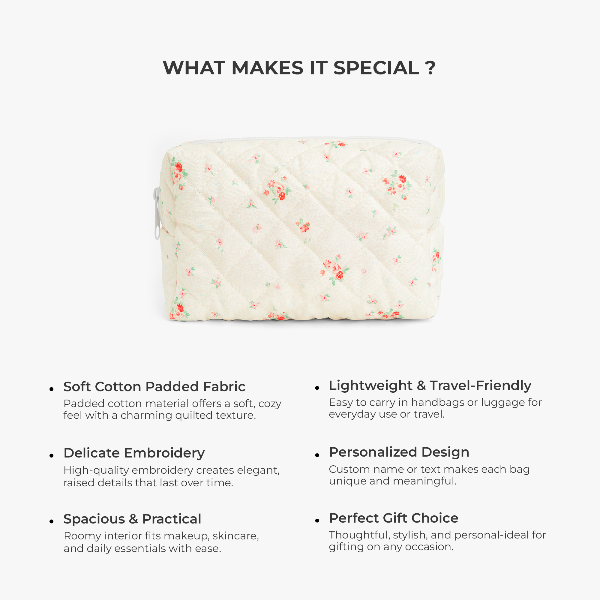 7886AUS5 floral cosmetic bag with name custom embroidered makeup bags 7886ab0v5a