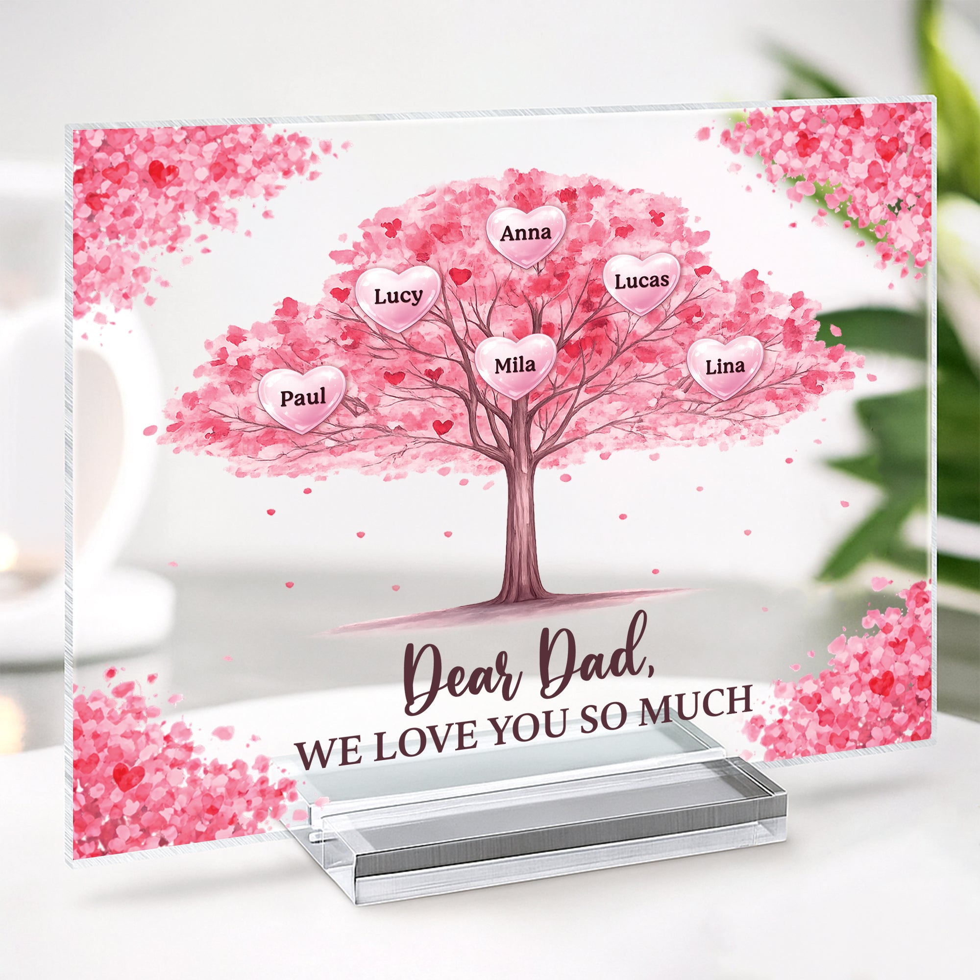 7889RUK2 personalised family tree acrylic plaque with stand for mumdad 7889rtpca