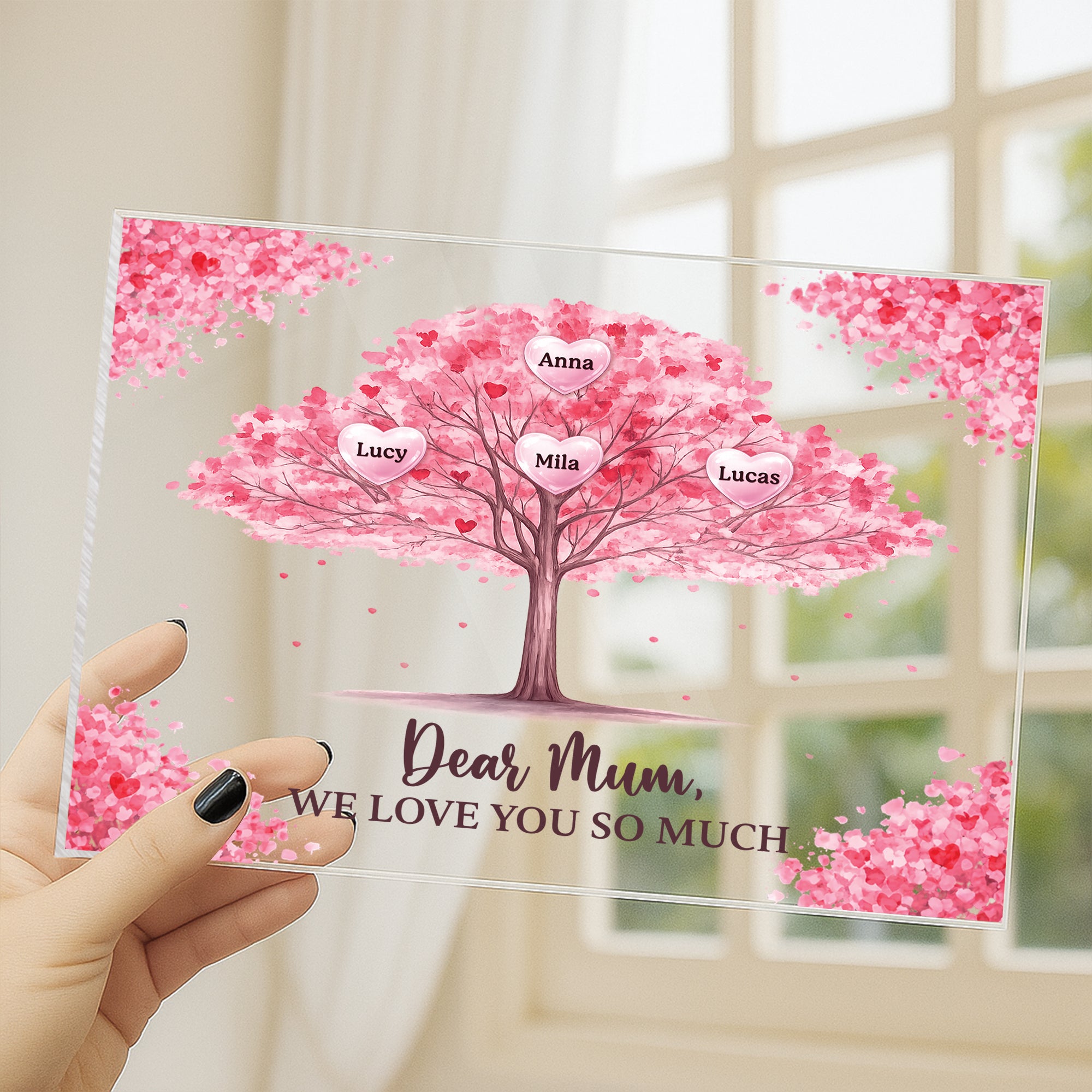 7889RUK3 personalised family tree acrylic plaque with stand for mumdad 7889rtpca