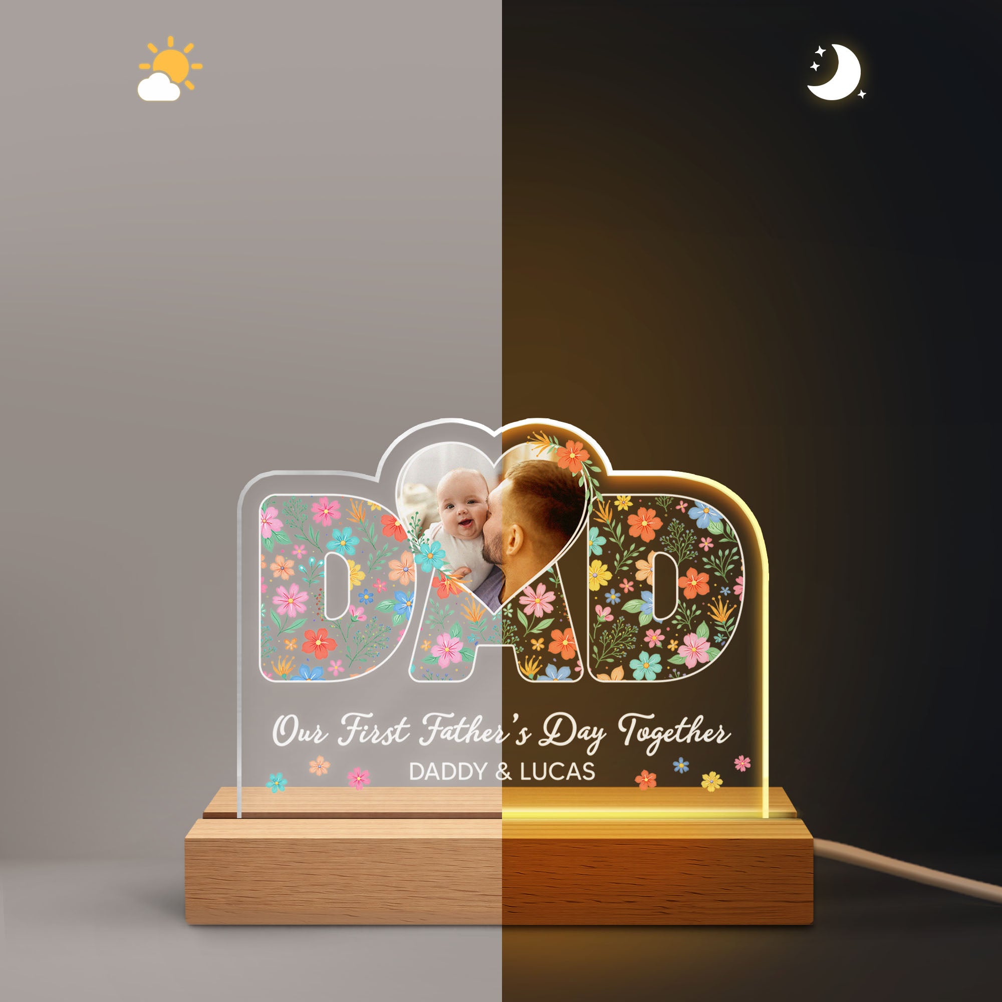 7890LUK2 personalised our first mothers day together photo night light_ for mumdad 7890ltvwa