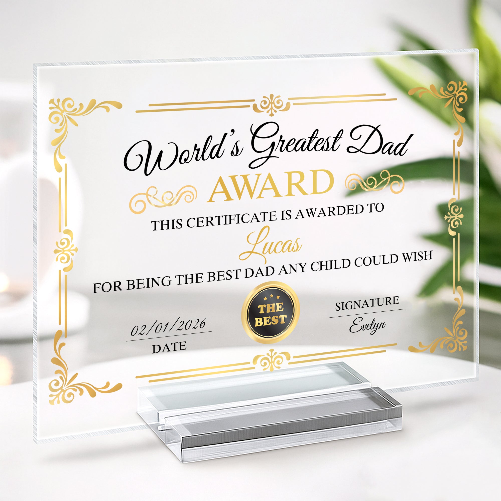 7894RUK2 personalised acrylic award plaque with stand for mumgrandma 7894rcpaa