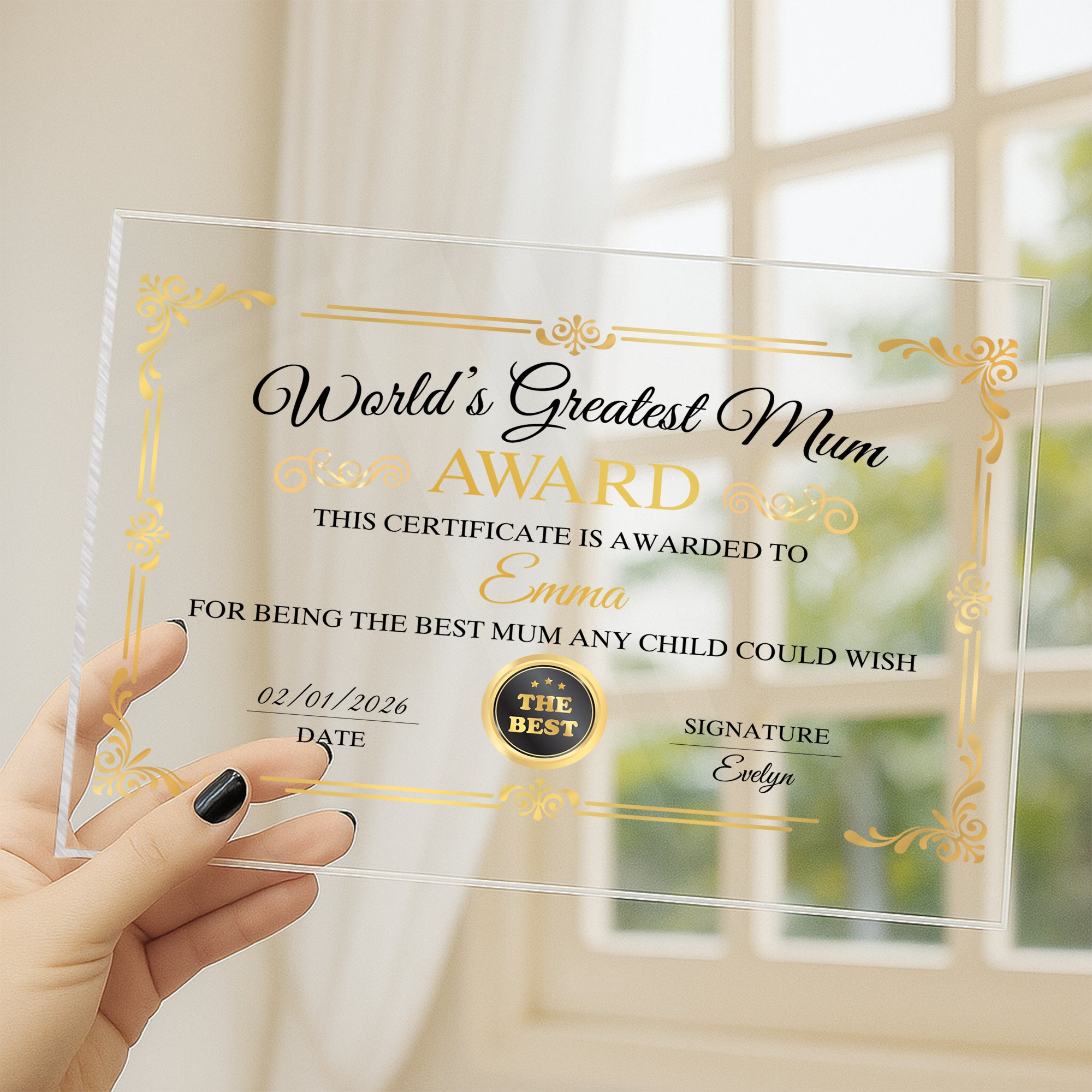 7894RUK3 personalised acrylic award plaque with stand for mumgrandma 7894rcpaa