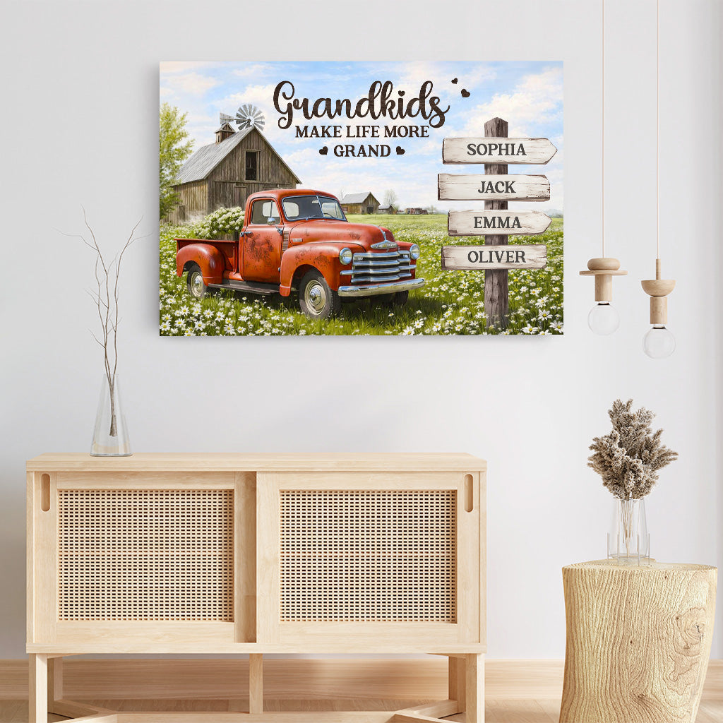 7906CUK3 personalised grandkids make life more grand canvas for grandparents 7906c8lza