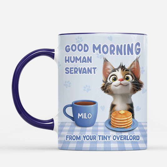7911MUK2 personalised good morning human servant cat mug for cat lovers 7911m6ptd